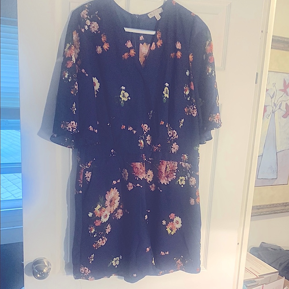 Lila Rose Floral Jumpsuit - Navy and Multicolor